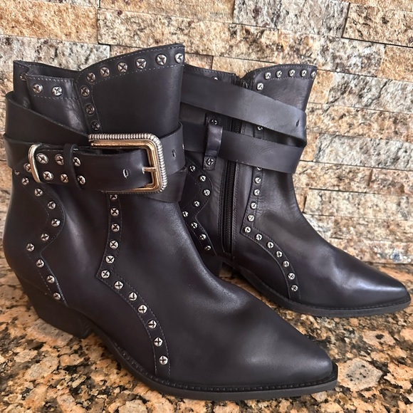 Free People Black Ankle Boots with Silver Studs - Picture 2 of 7